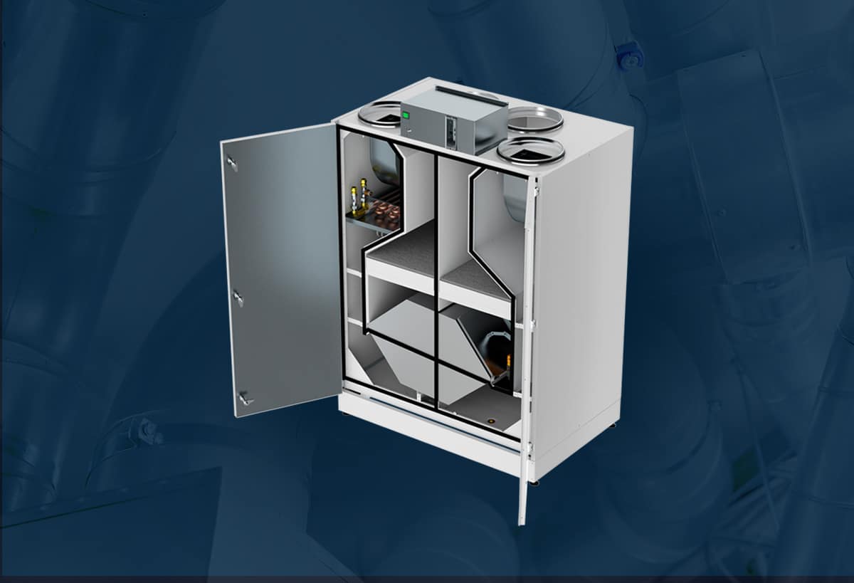 Airfi-ilmanvaihtokone ovet auki kuvattuna